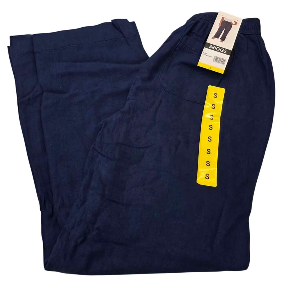 NWT Briggs Navy Linen Blend Wide Leg Women's Pants - Size S